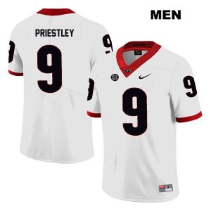Men's Georgia Bulldogs NCAA #9 Nathan Priestley Nike Stitched White Legend Authentic College Football Jersey JPC8854OF